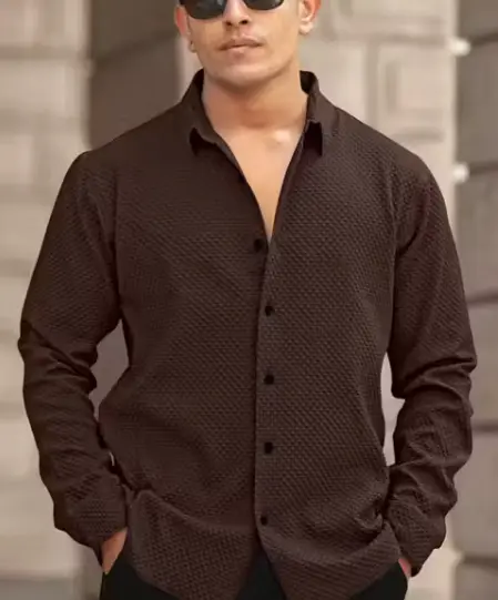 Men’s Premium Knitted Structured Shirt – Full Sleeve | Casual & Partywear – Regular Fit (​)